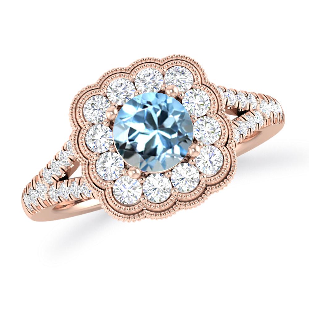 Rose Gold - Aquamarine