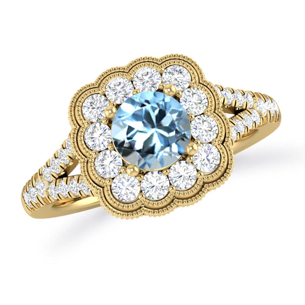 Yellow Gold - Aquamarine