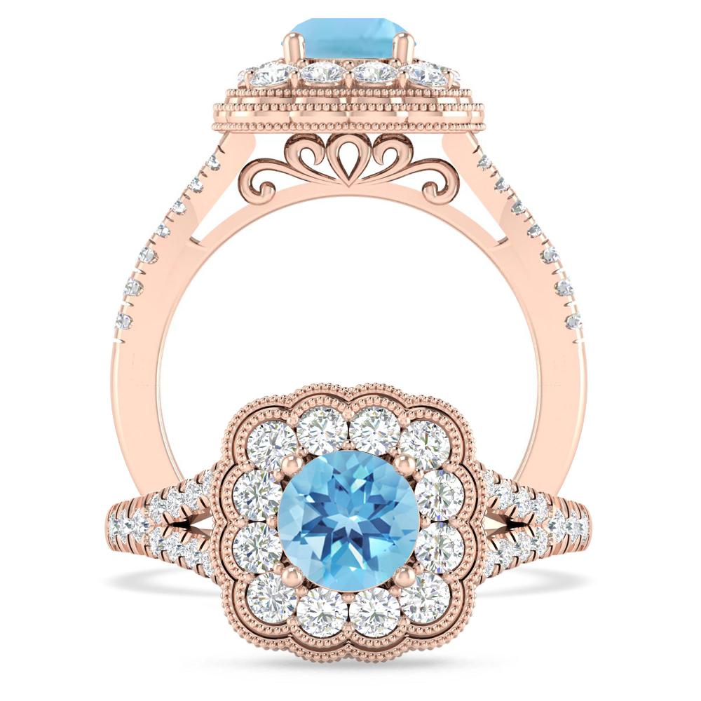 Rose Gold - Blue Topaz
