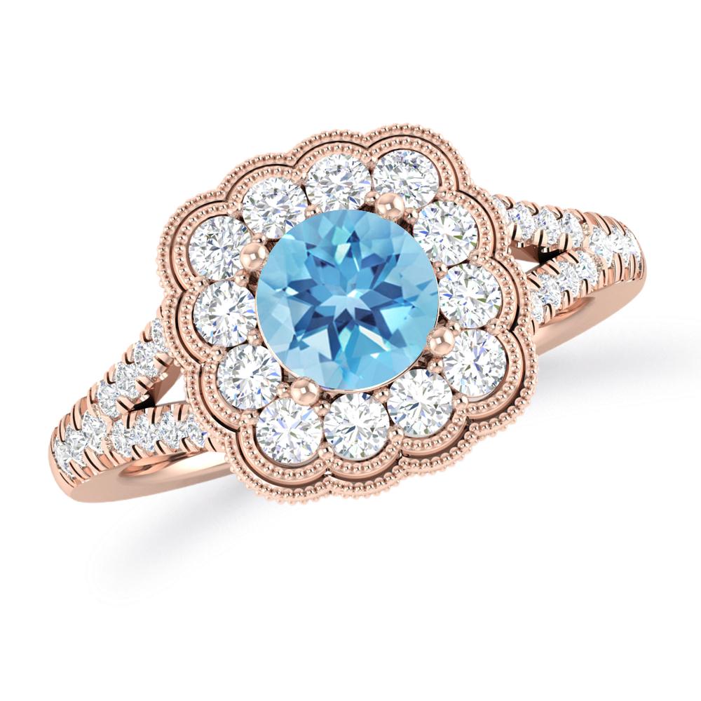 Rose Gold - Blue Topaz