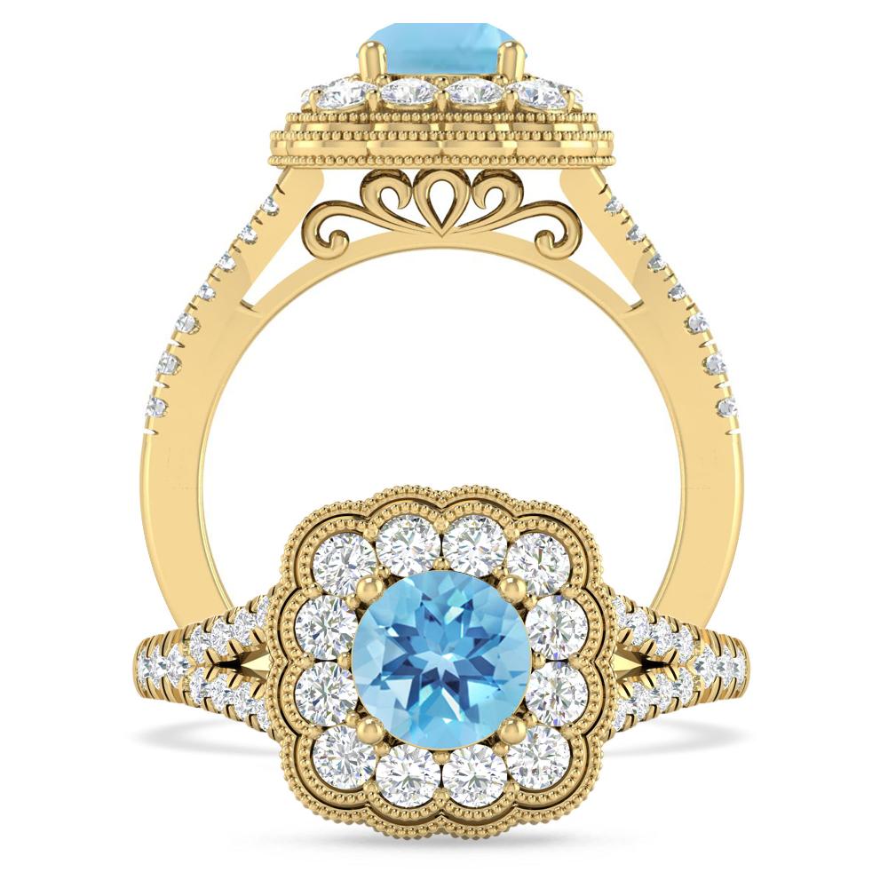 Yellow Gold - Blue Topaz