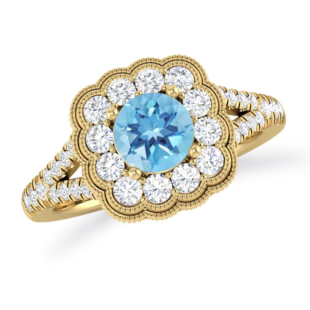 Yellow Gold - Blue Topaz
