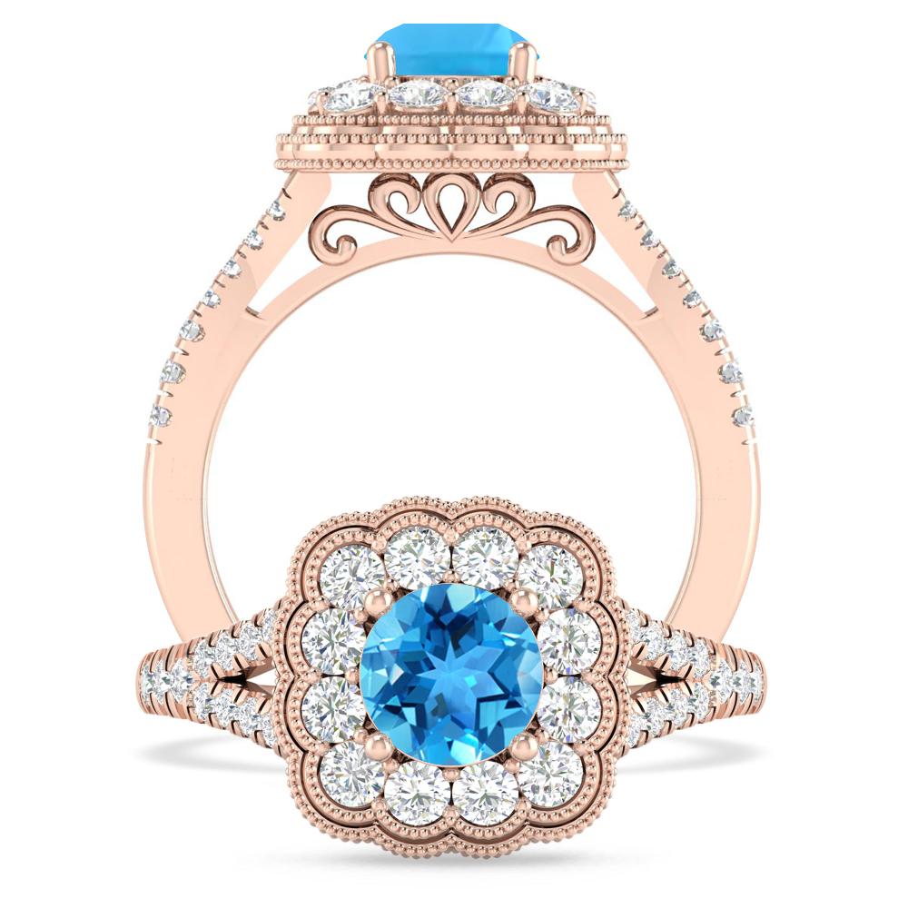 Rose Gold - Blue Topaz