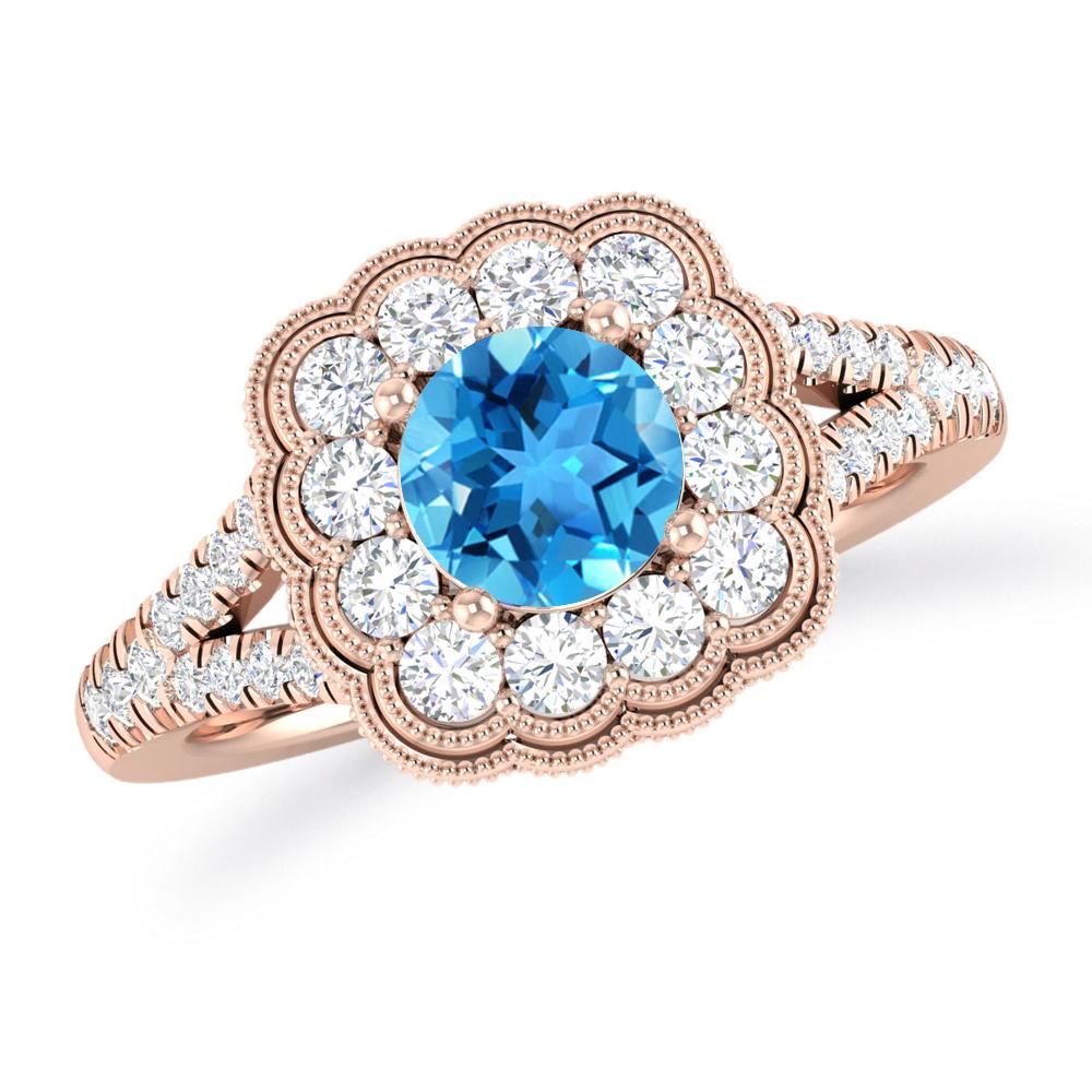 Rose Gold - Blue Topaz