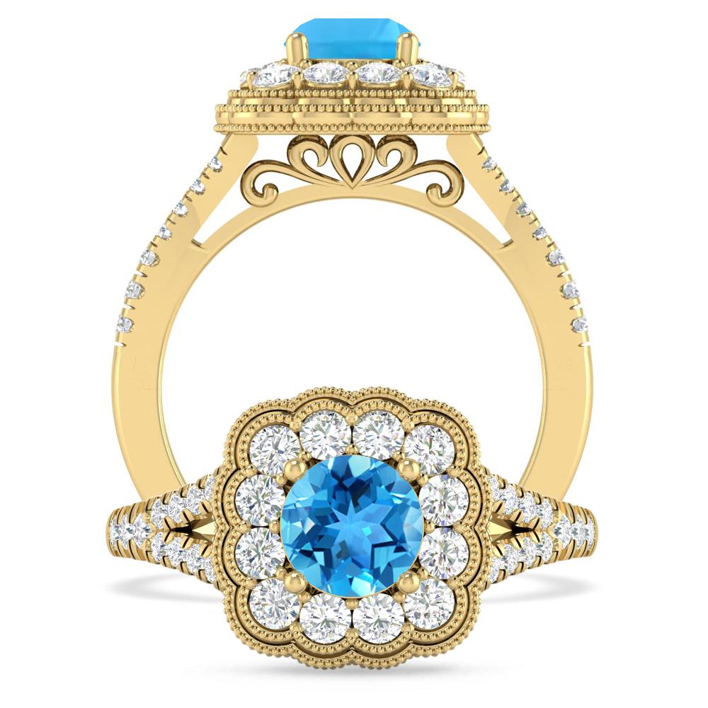 Yellow Gold - Blue Topaz