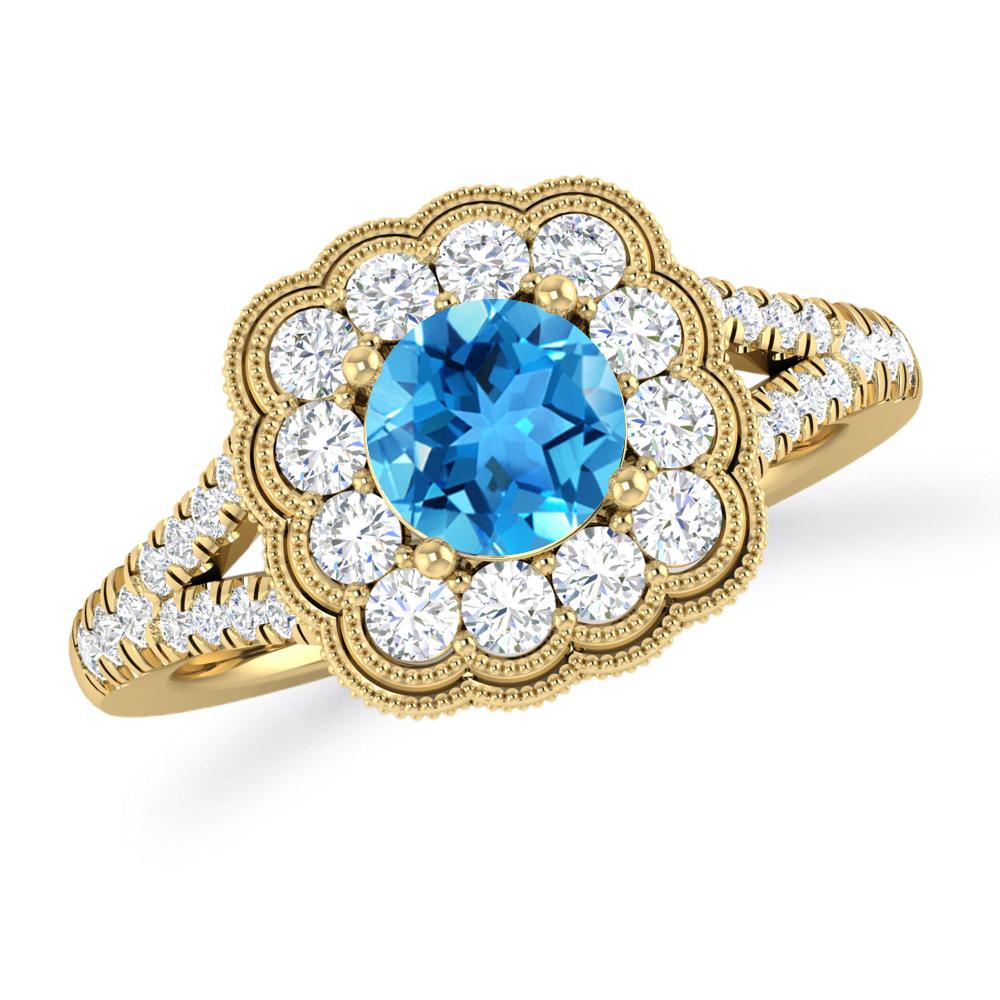 Yellow Gold - Blue Topaz