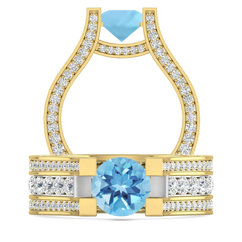 Yellow Gold - Blue Topaz