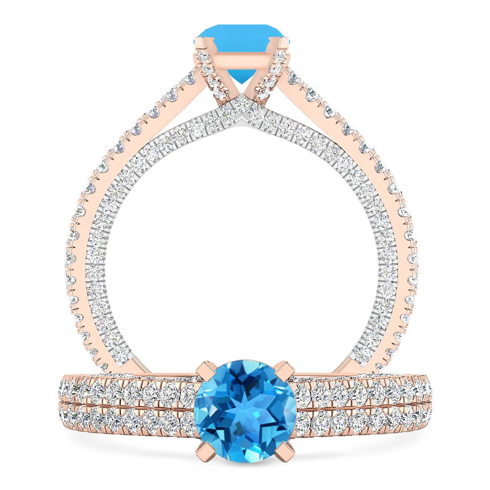 Rose Gold - Blue Topaz