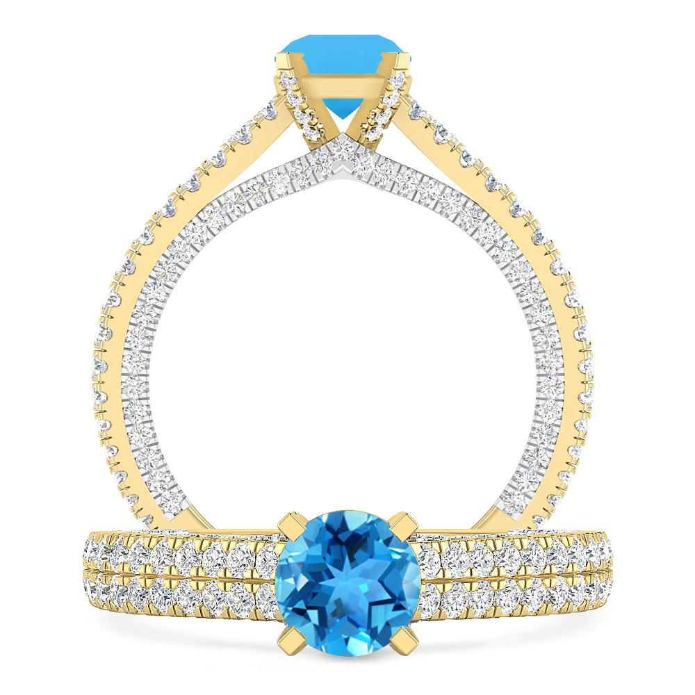 Yellow Gold - Blue Topaz