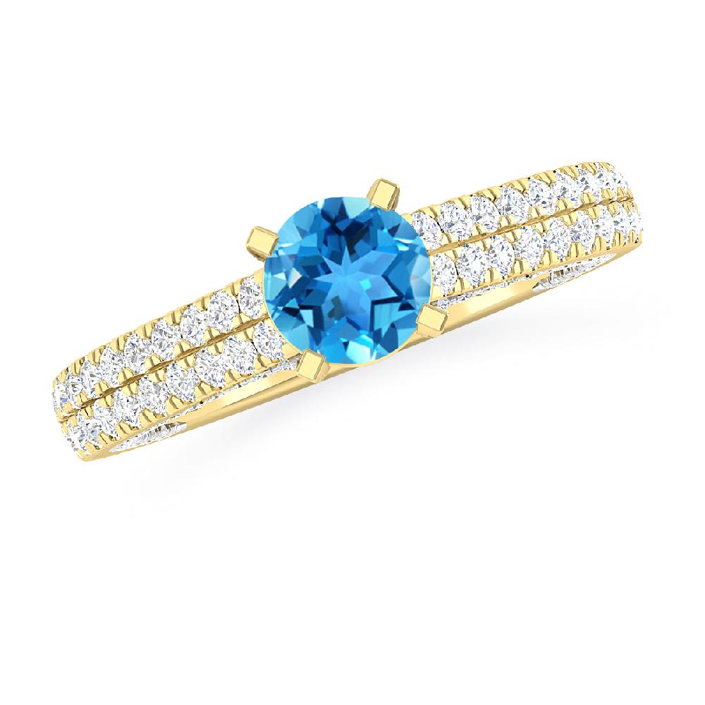 Yellow Gold - Blue Topaz