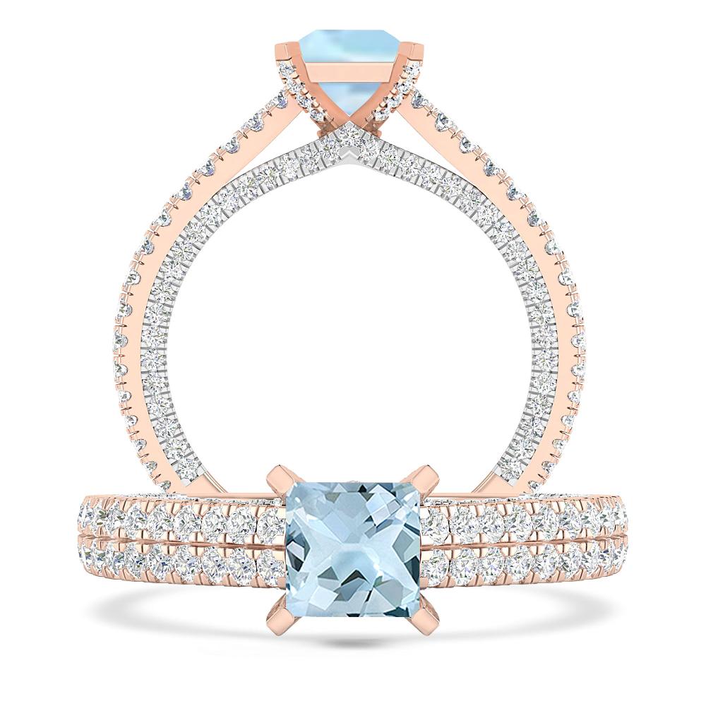 Rose Gold - Aquamarine