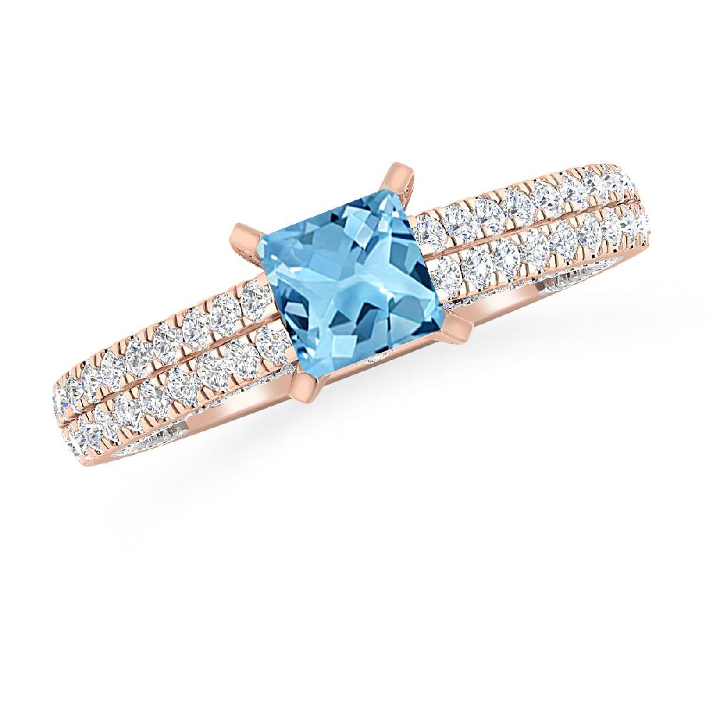 Rose Gold - Blue Topaz