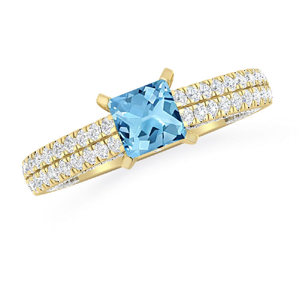 Yellow Gold - Blue Topaz