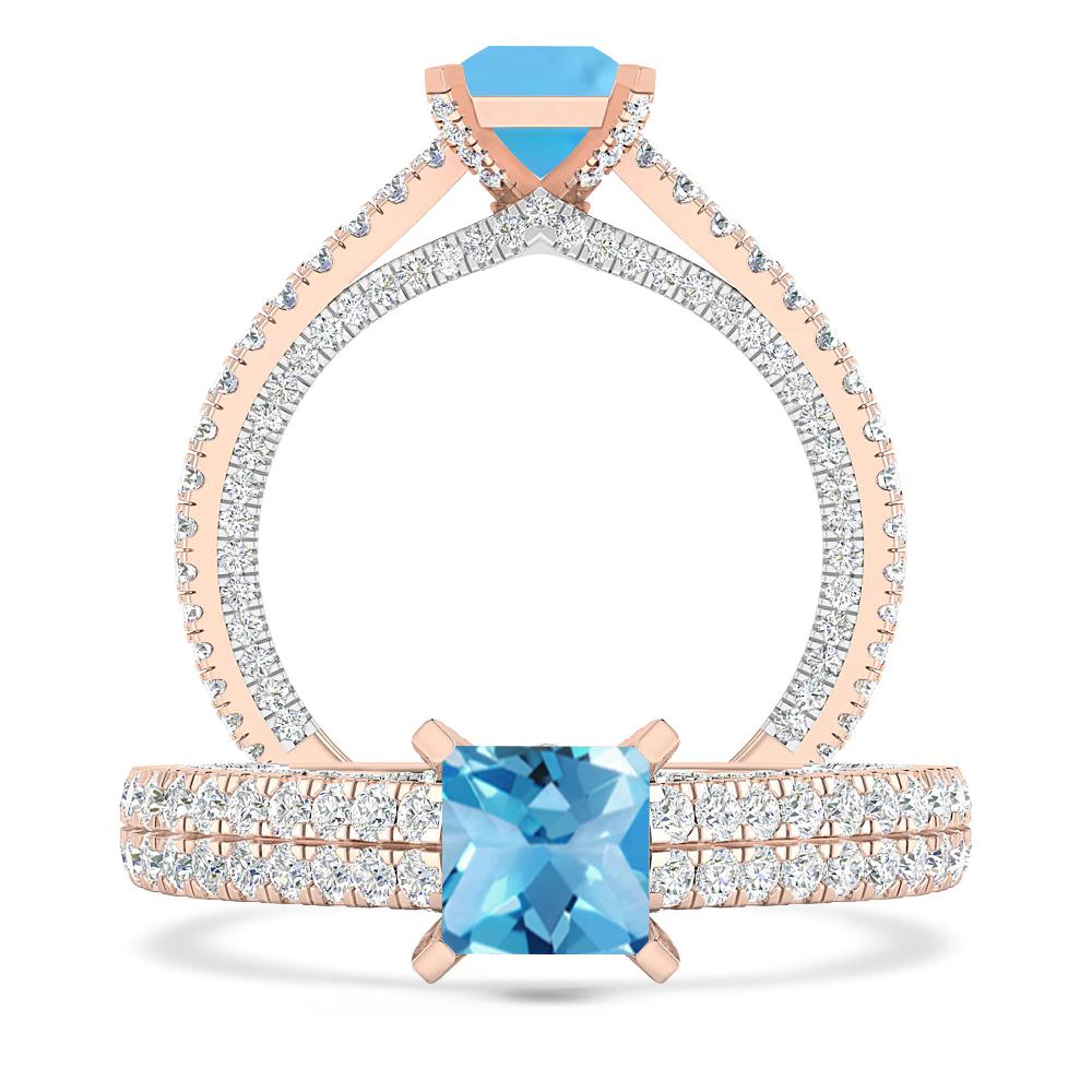 Rose Gold - Blue Topaz