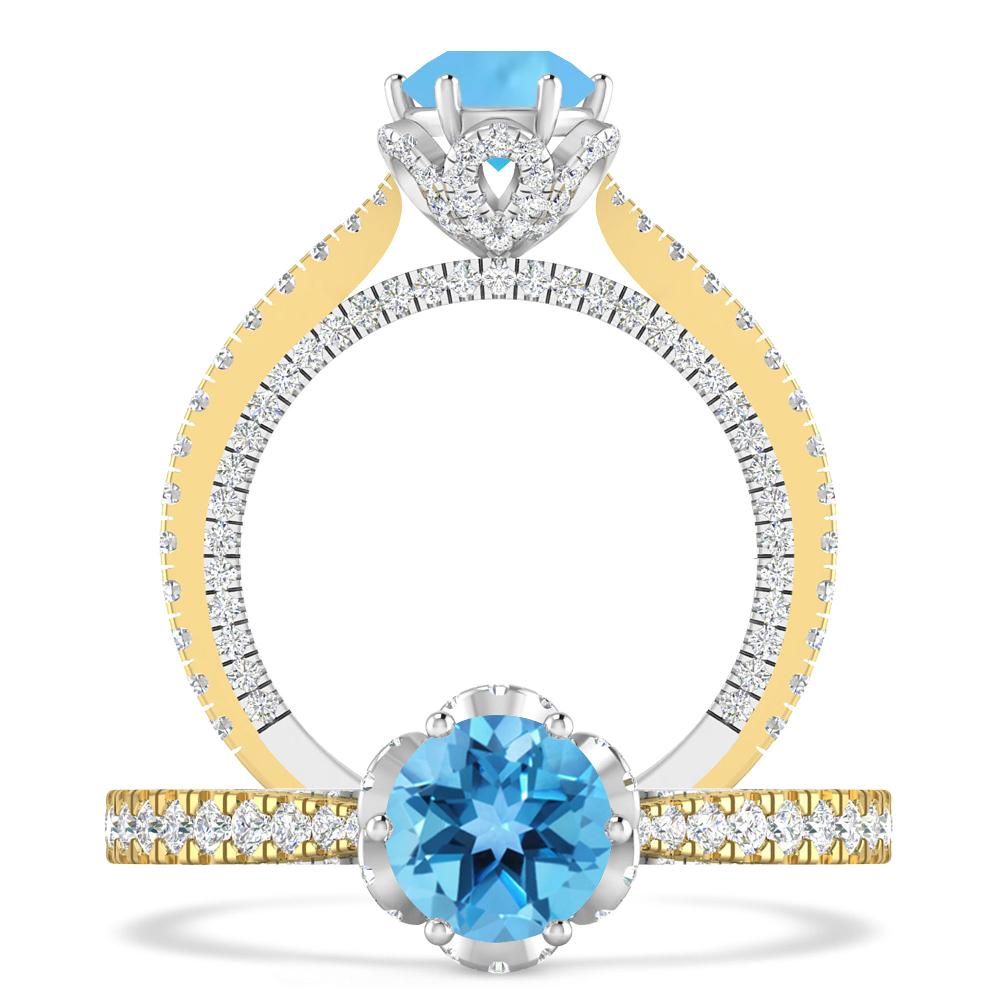 Yellow Gold - Blue Topaz