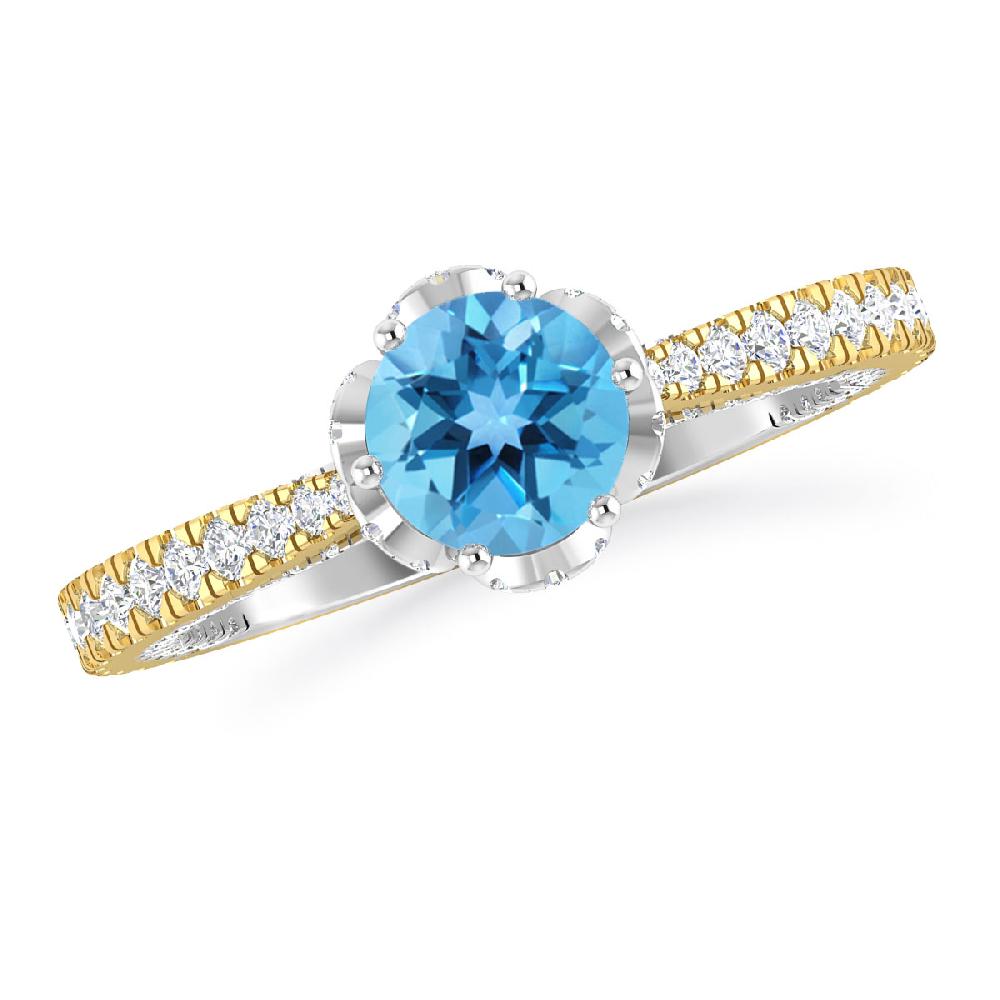 Yellow Gold - Blue Topaz