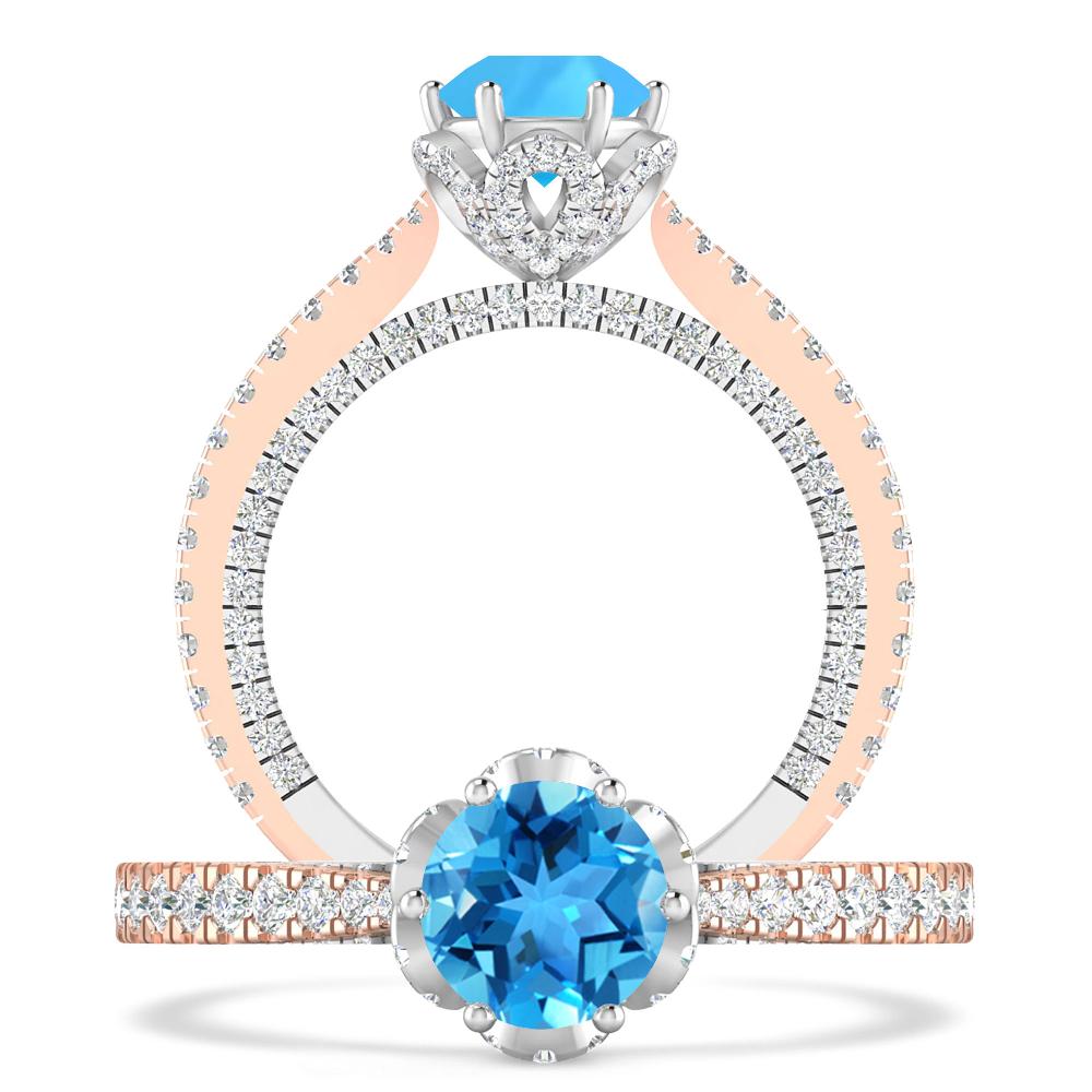 Rose Gold - Blue Topaz