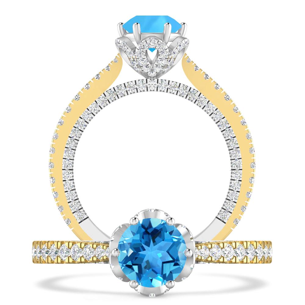 Yellow Gold - Blue Topaz