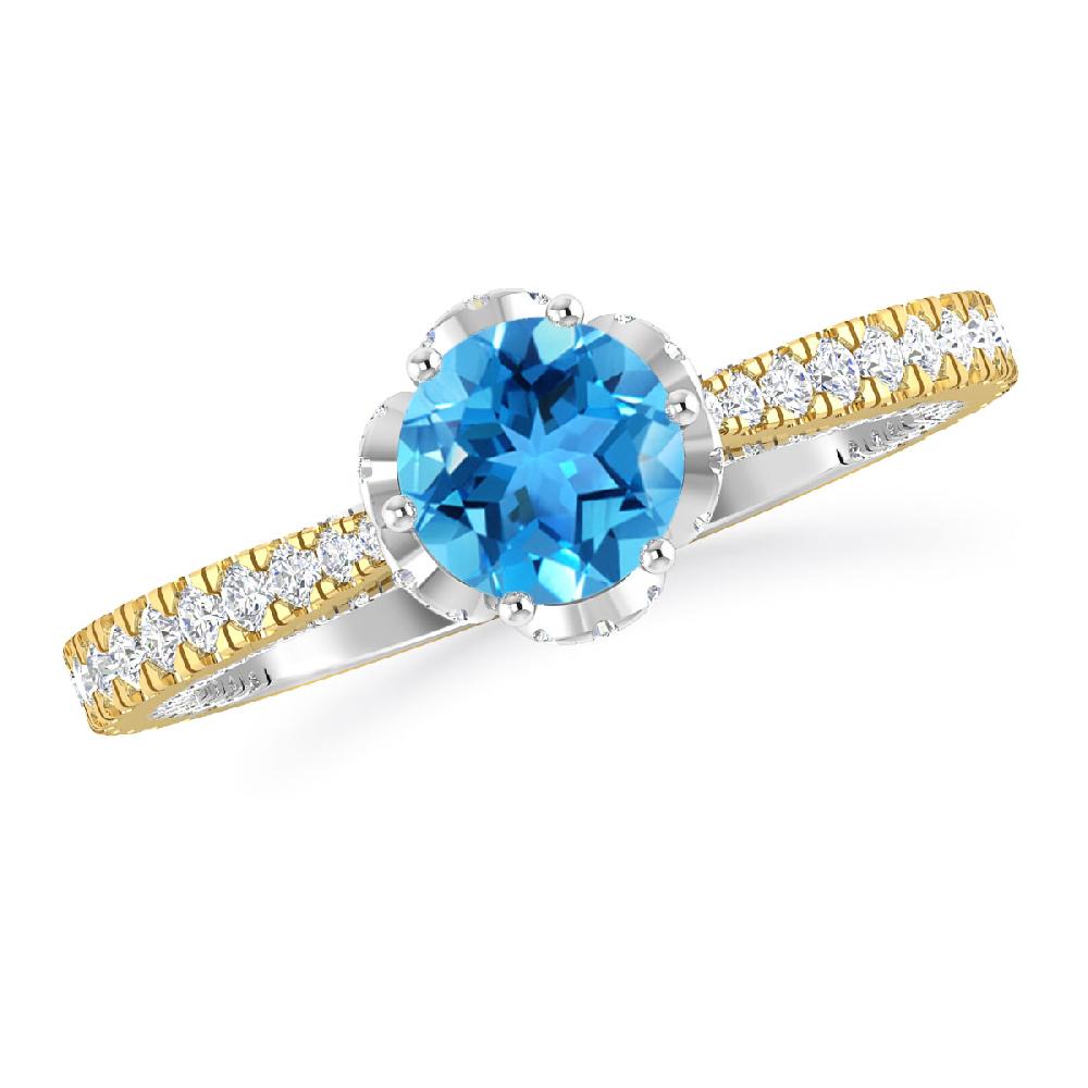 Yellow Gold - Blue Topaz