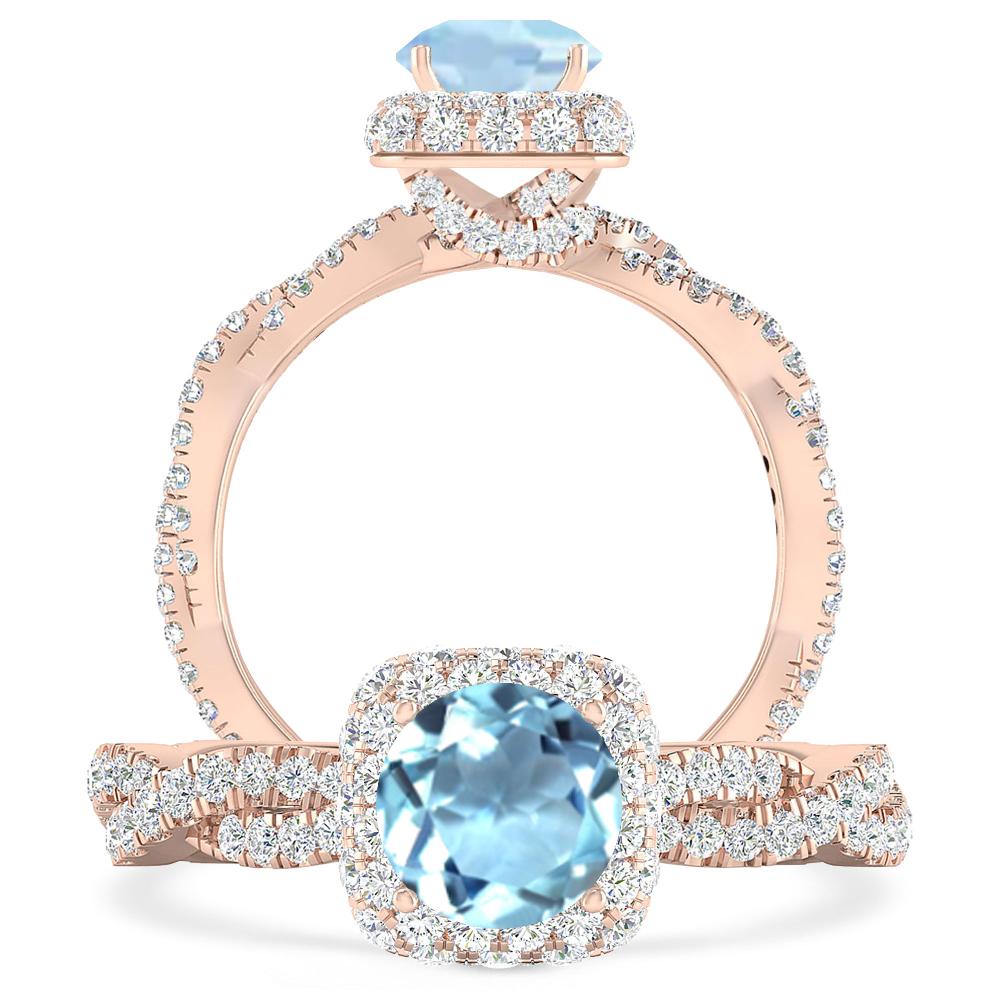 Rose Gold - Aquamarine