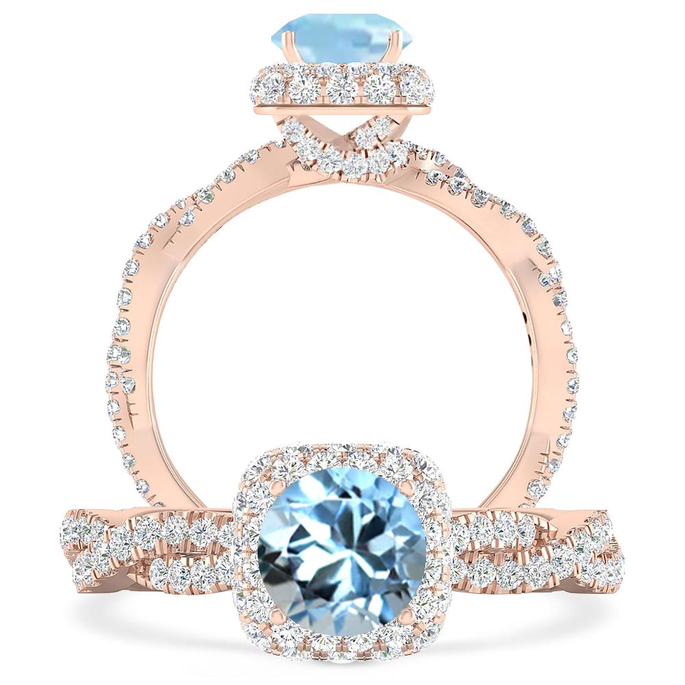 Rose Gold - Aquamarine