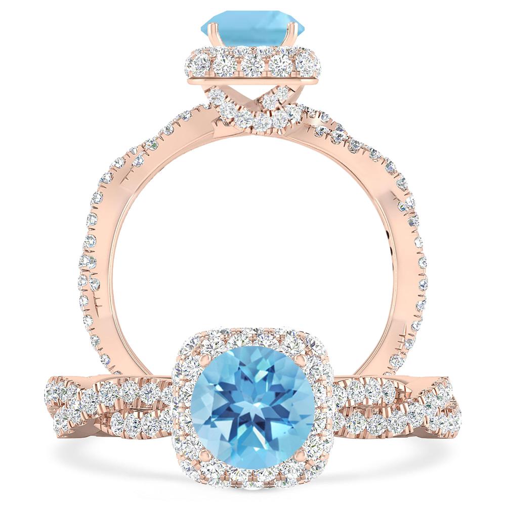 Rose Gold - Blue Topaz