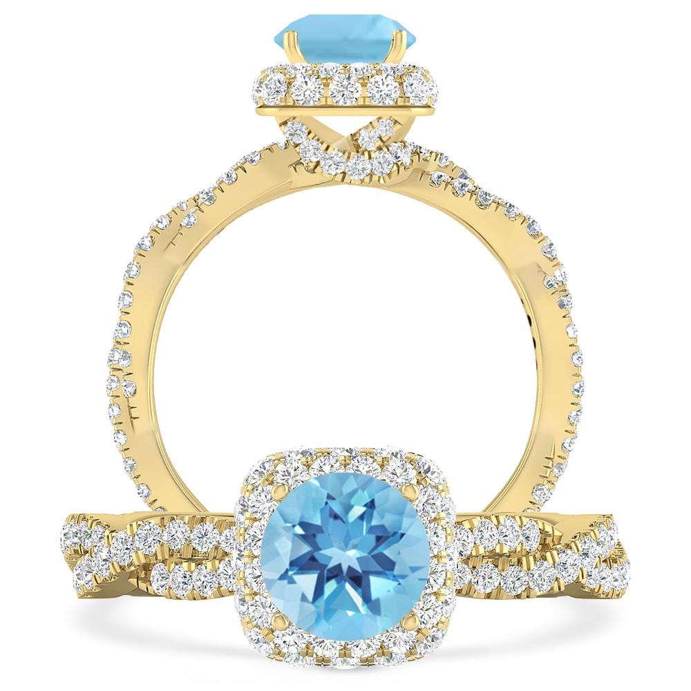 Yellow Gold - Blue Topaz