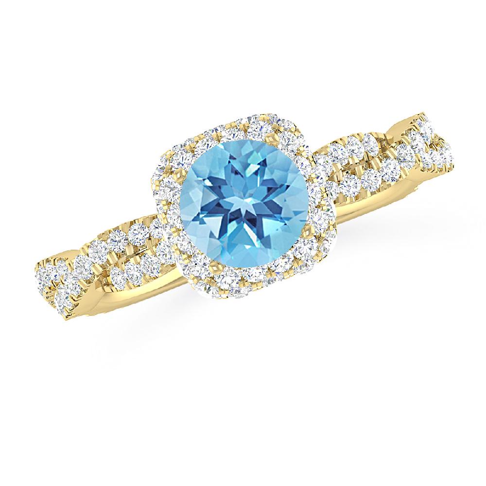 Yellow Gold - Blue Topaz