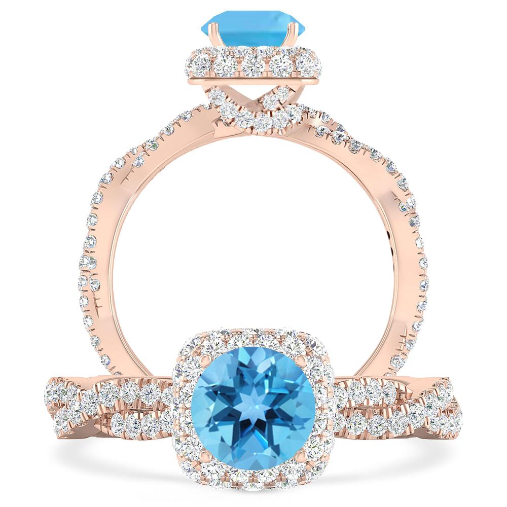 Rose Gold - Blue Topaz