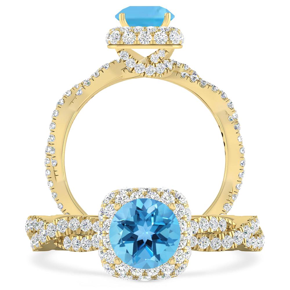 Yellow Gold - Blue Topaz