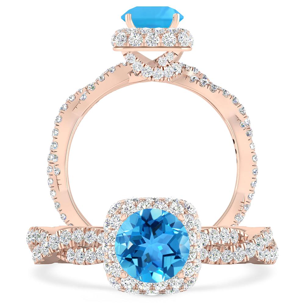 Rose Gold - Blue Topaz