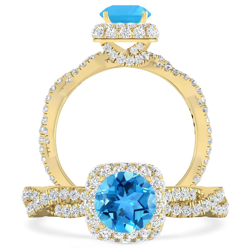 Yellow Gold - Blue Topaz
