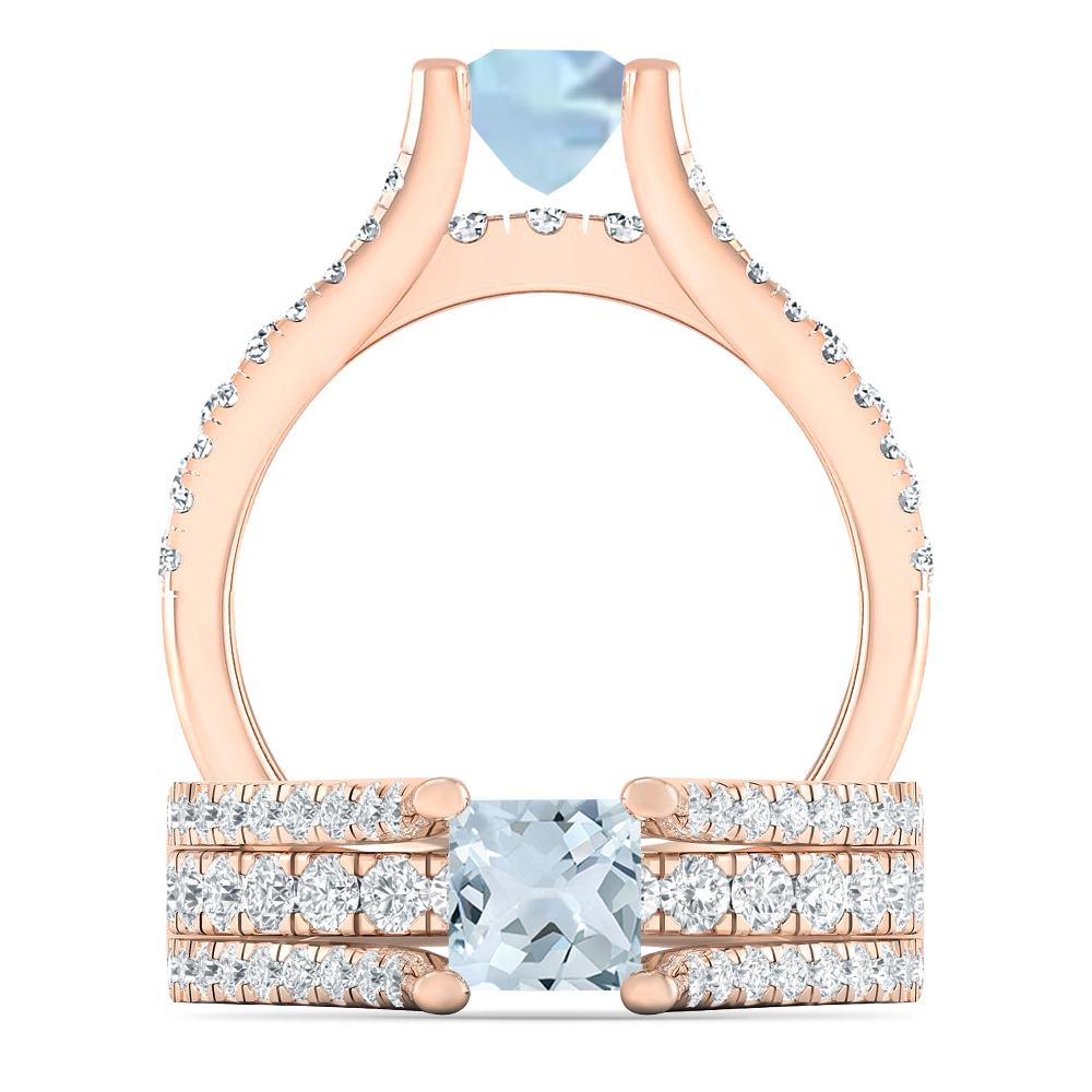 Rose Gold - Aquamarine