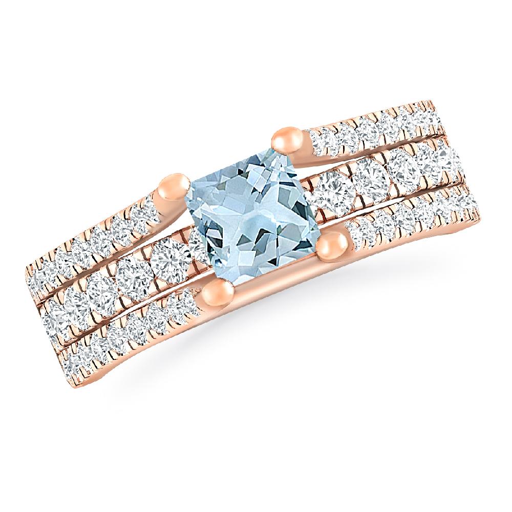 Rose Gold - Aquamarine