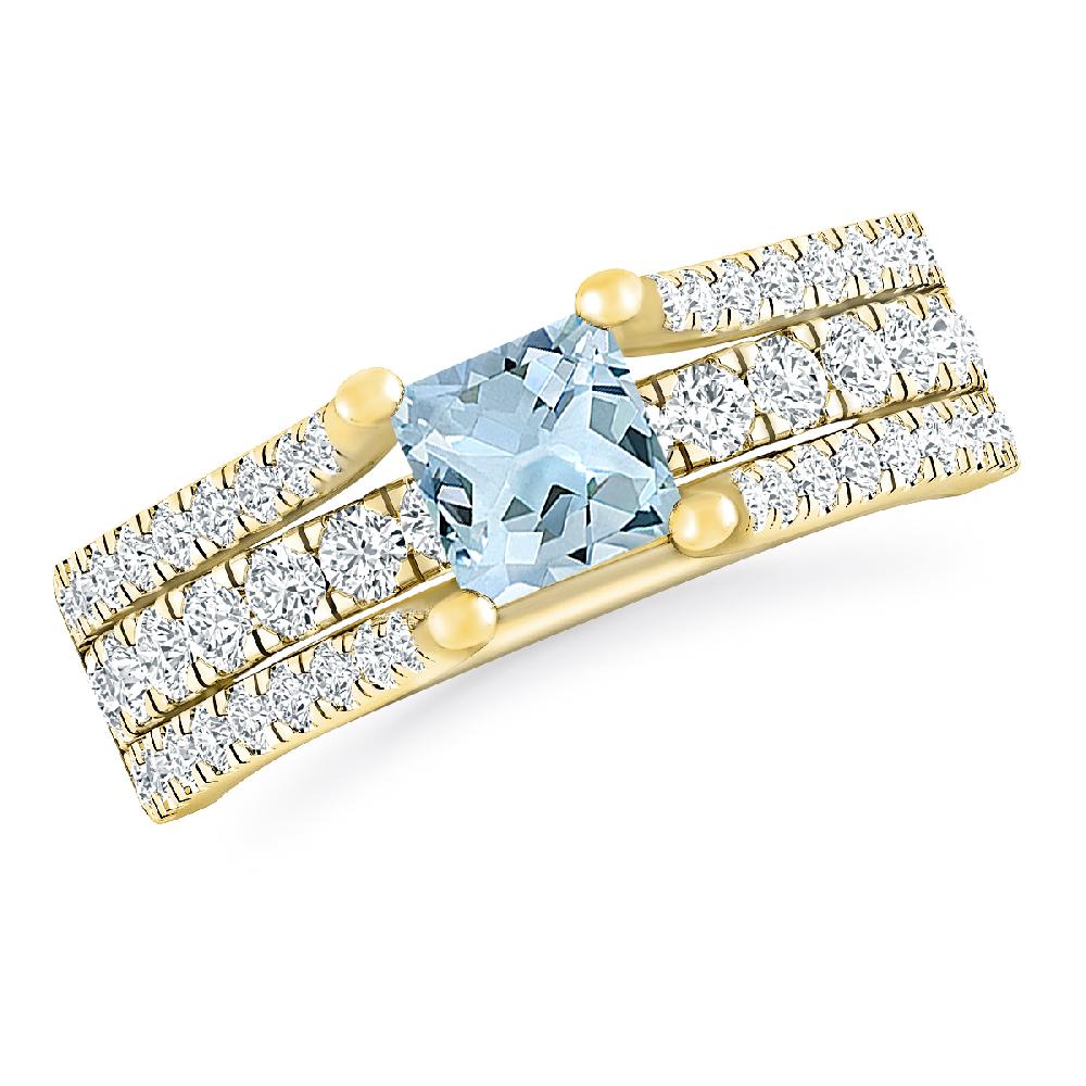 Yellow Gold - Aquamarine