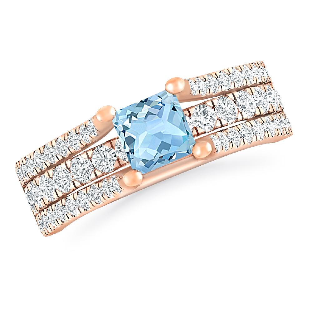 Rose Gold - Aquamarine