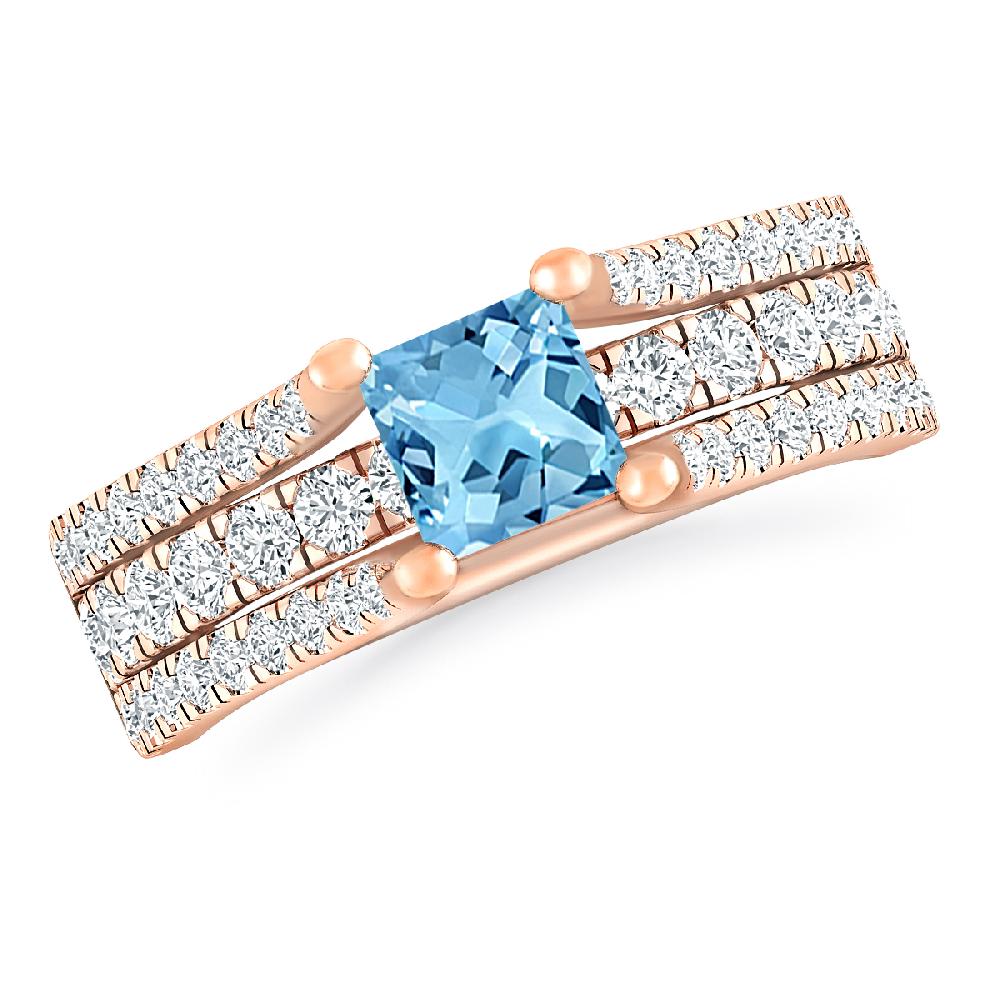 Rose Gold - Blue Topaz