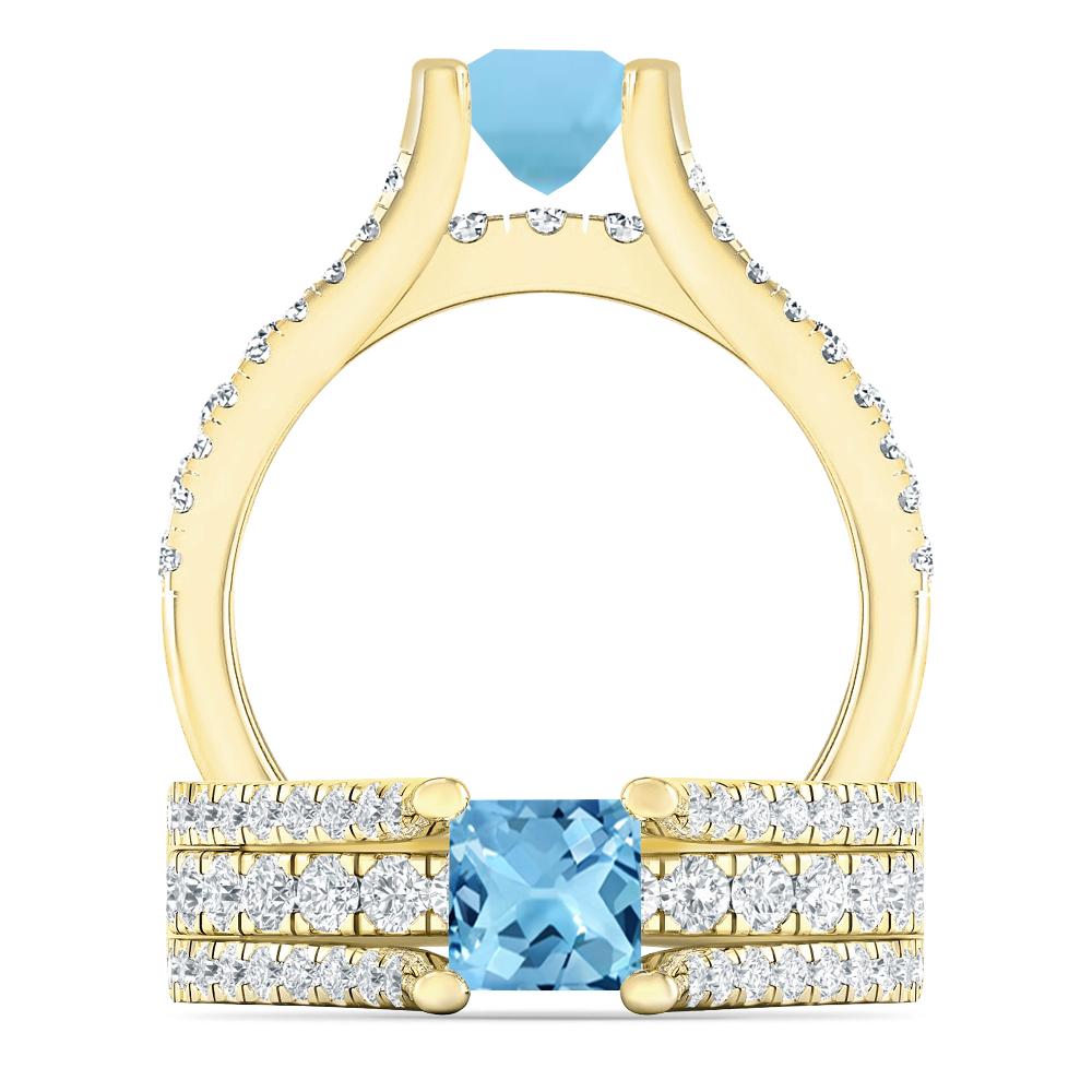 Yellow Gold - Blue Topaz