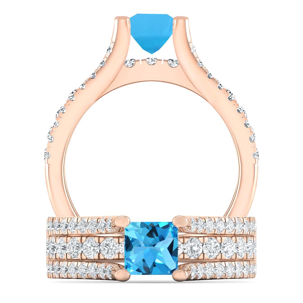 Rose Gold - Blue Topaz