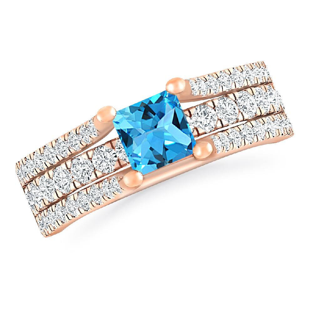 Rose Gold - Blue Topaz