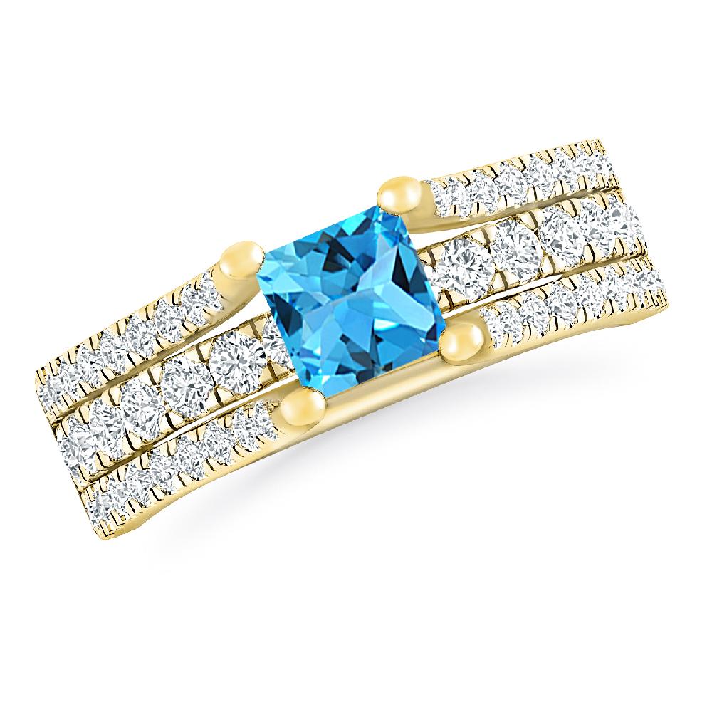 Yellow Gold - Blue Topaz