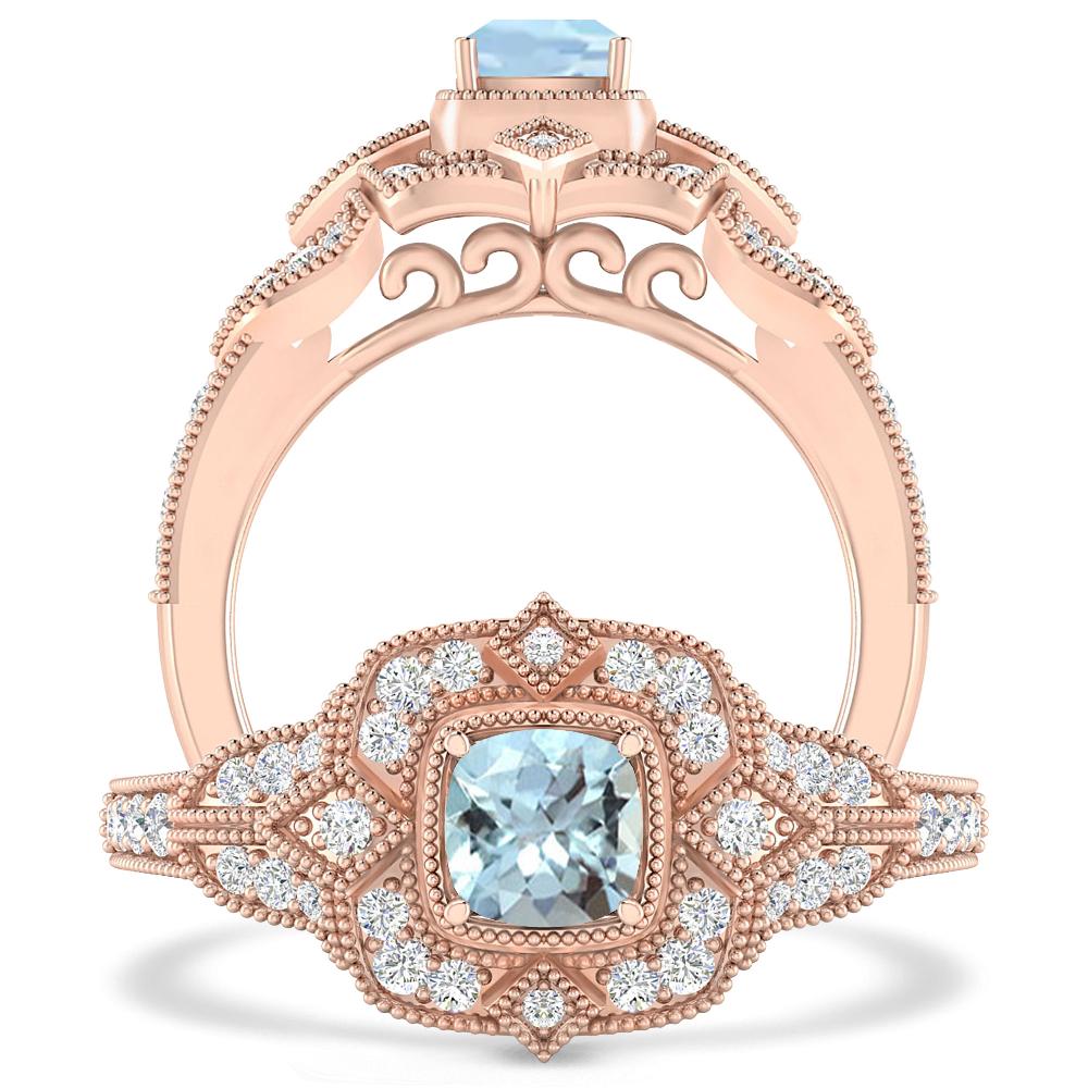 Rose Gold - Aquamarine