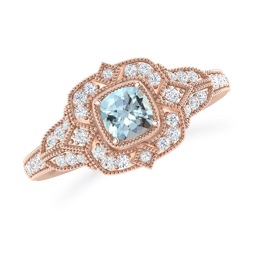 Rose Gold - Aquamarine