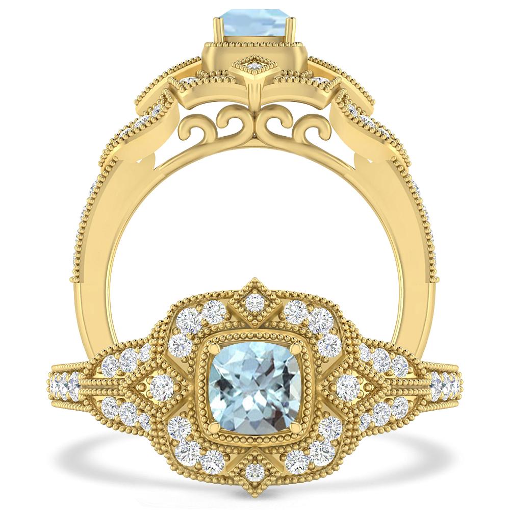 Yellow Gold - Aquamarine