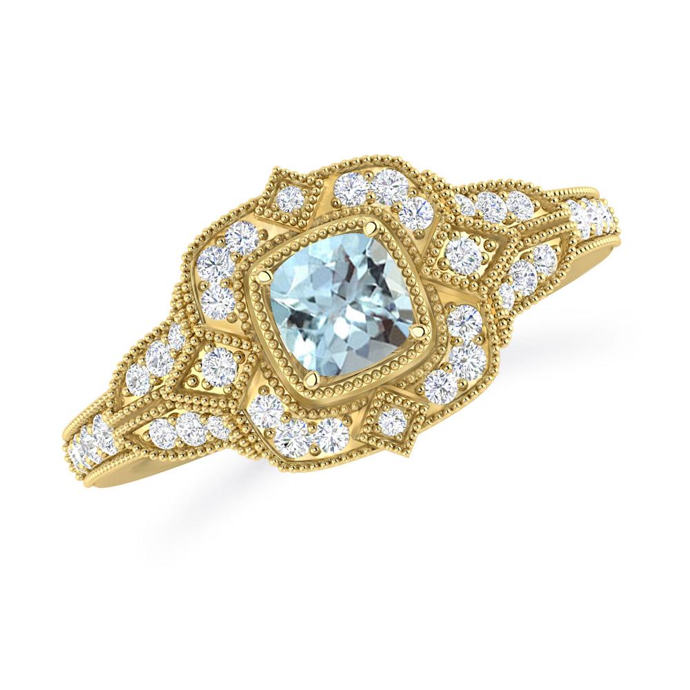 Yellow Gold - Aquamarine