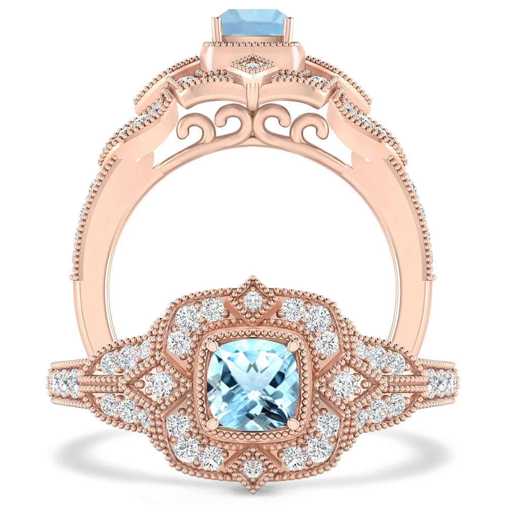 Rose Gold - Aquamarine