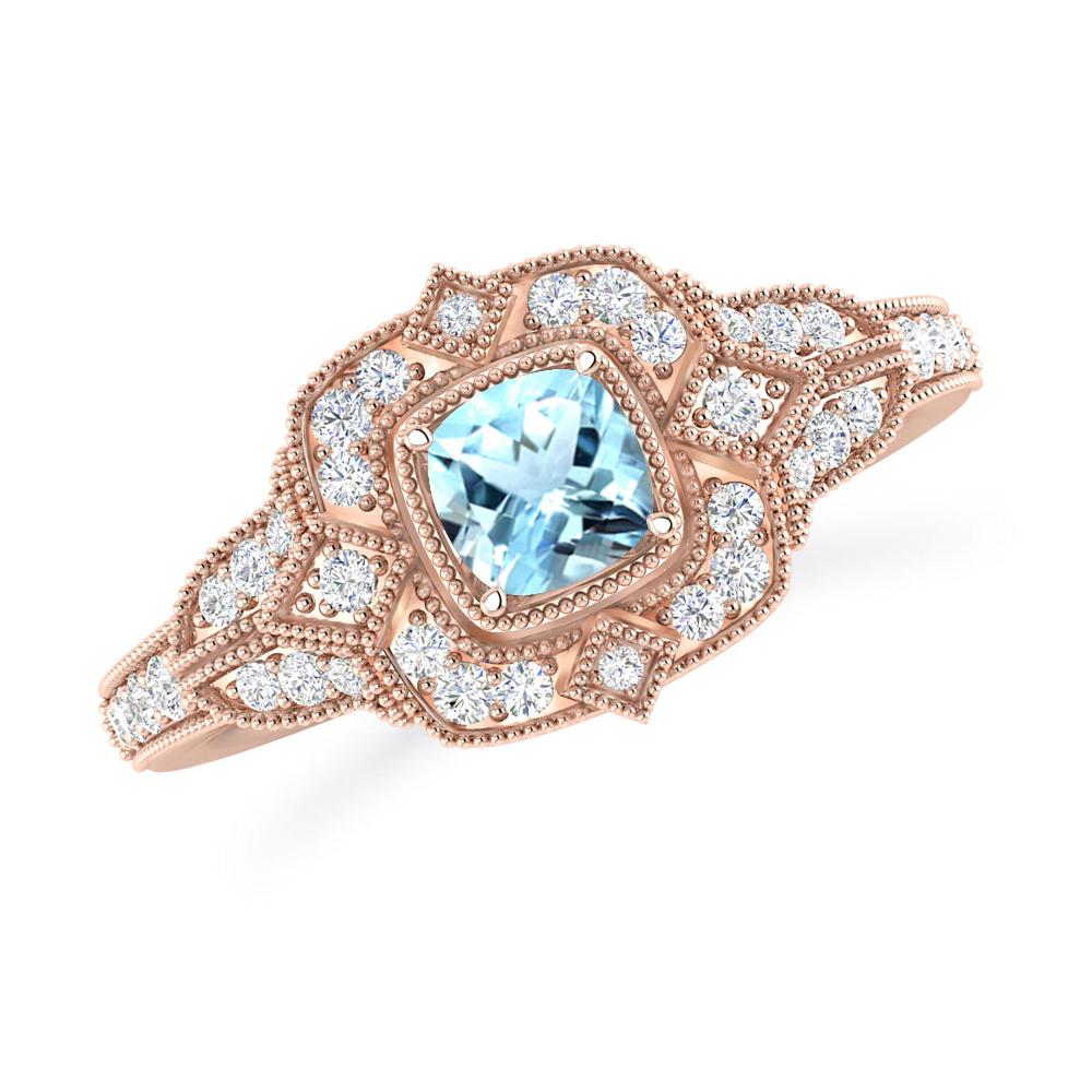 Rose Gold - Aquamarine