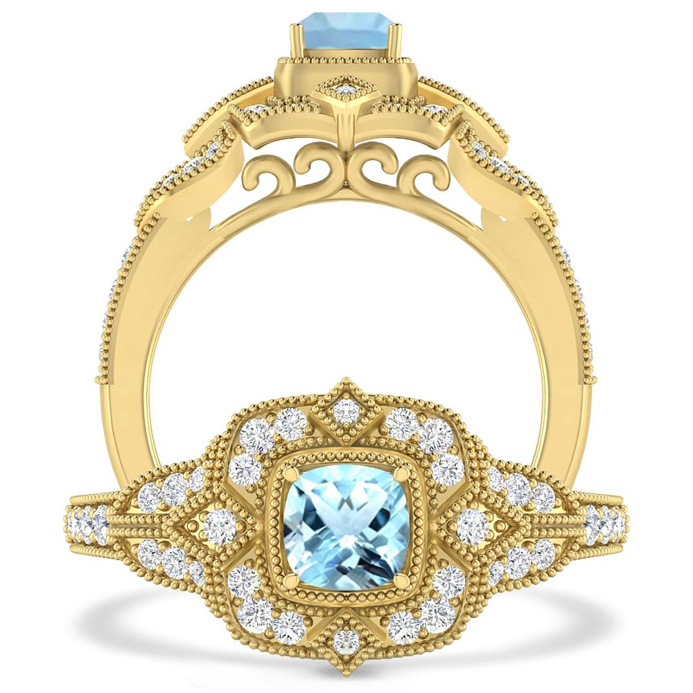 Yellow Gold - Aquamarine