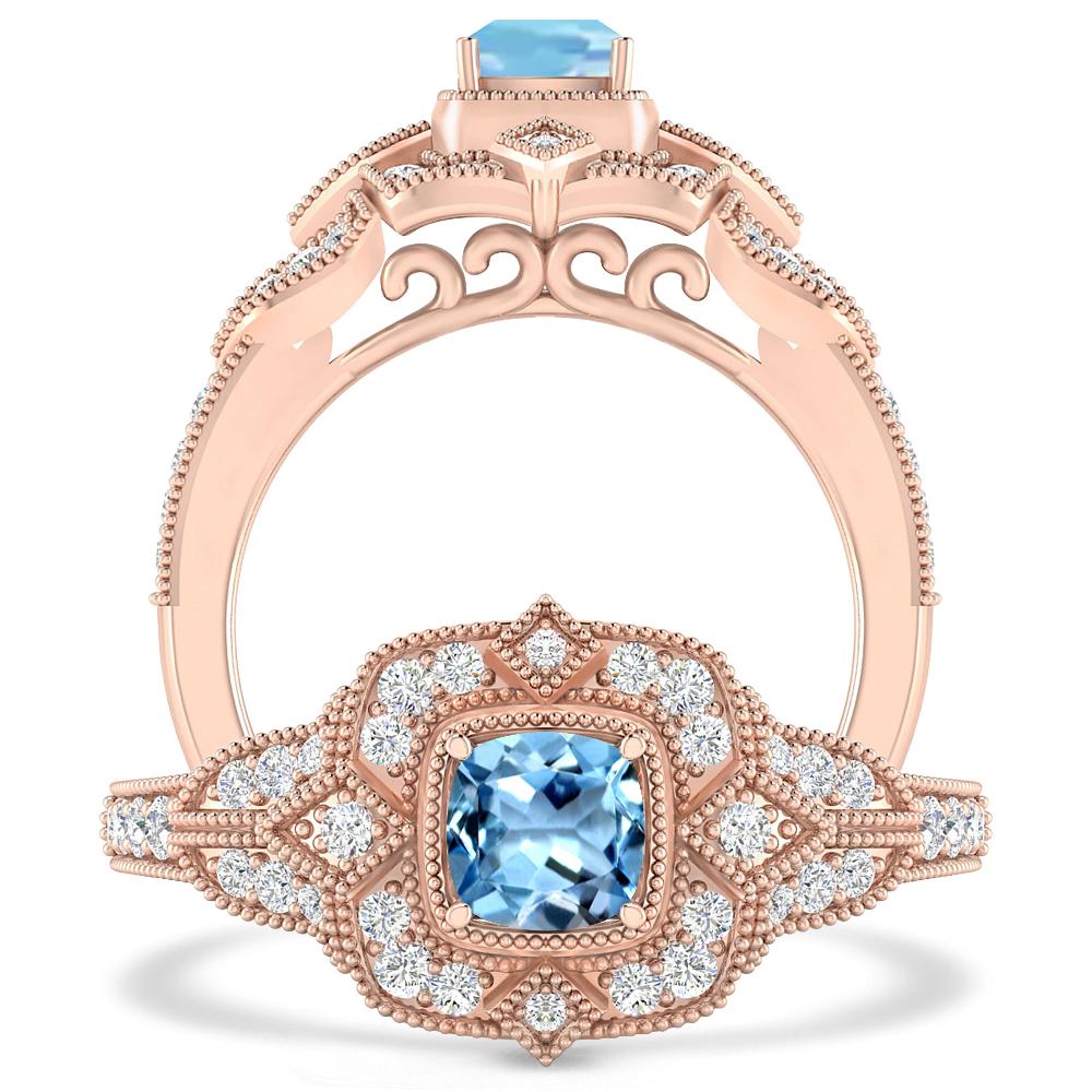 Rose Gold - Aquamarine