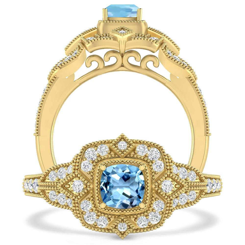 Yellow Gold - Aquamarine